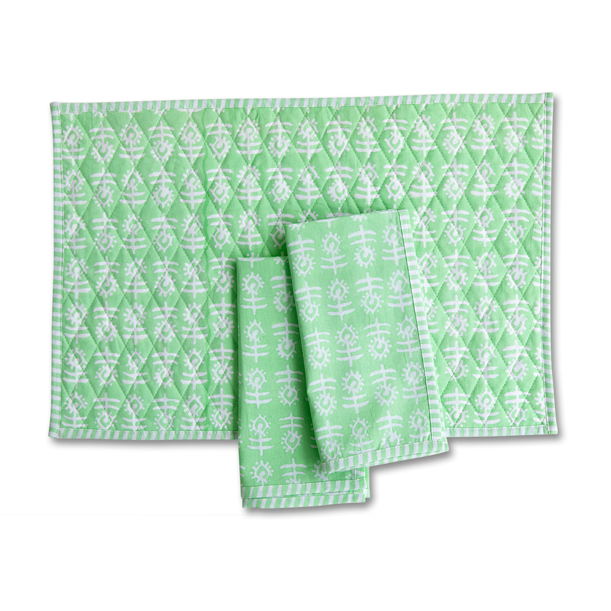 Load image into Gallery viewer, Flower Quilted Placemat - Mint Cotton

