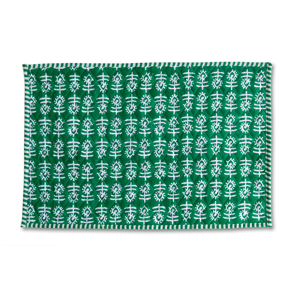 Flower Quilted Placemat - Green