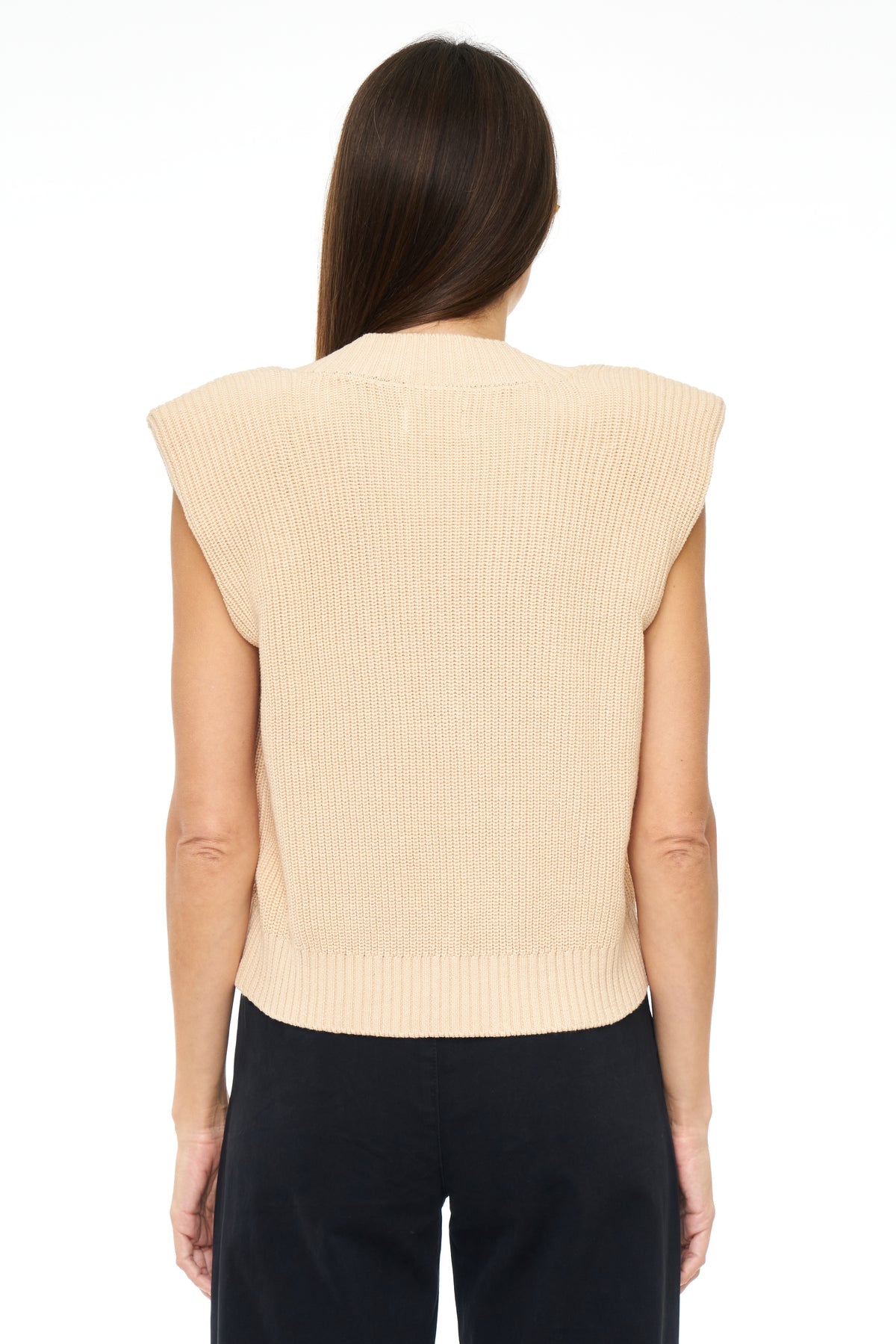 Bella Sleeveless Shoulder Pad Sweater - Back side