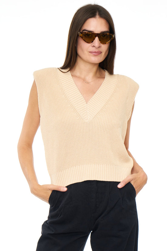 Bella Sleeveless Shoulder Pad Sweater