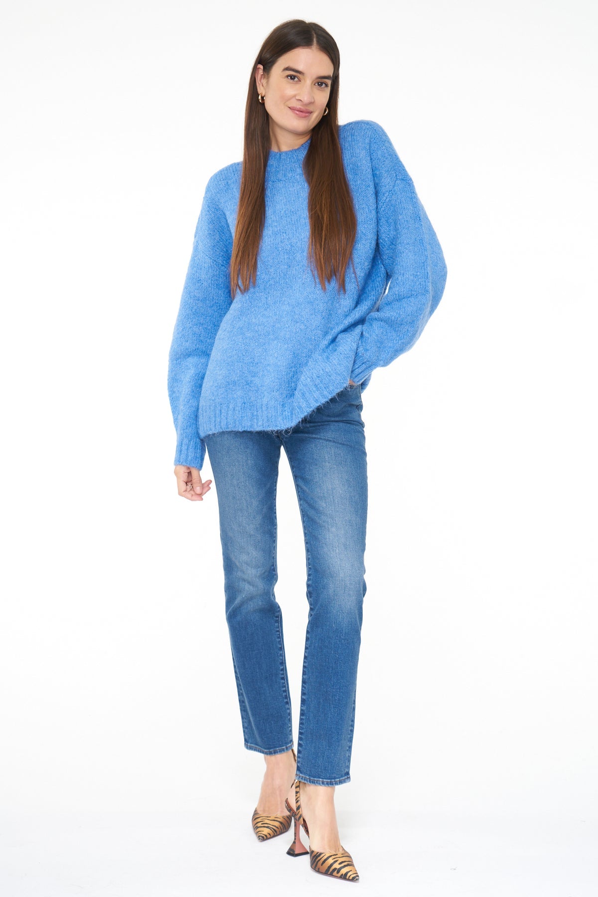 Blue Carlen Mock Neck Sweater for Women