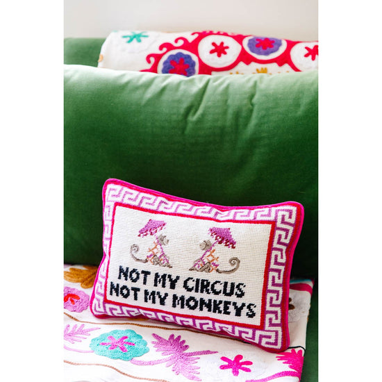 Load image into Gallery viewer, Not My Circus Needlepoint Pillow
