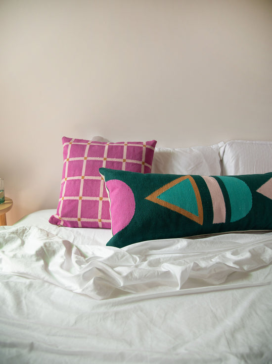 Grid Pillow - Reversible - Pink