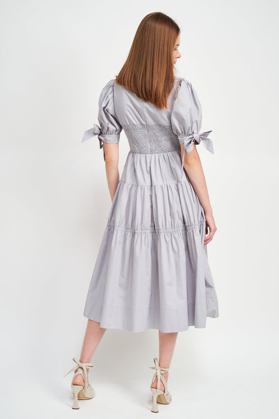 Grey Pam Cotton Poplin Midi Dress