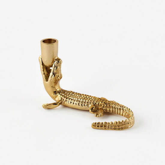 Load image into Gallery viewer, Gator Taper Brass Candle Holder
