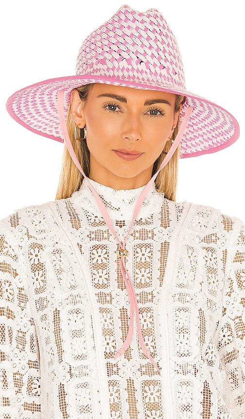 Straw Checkered Hat Blush for Women