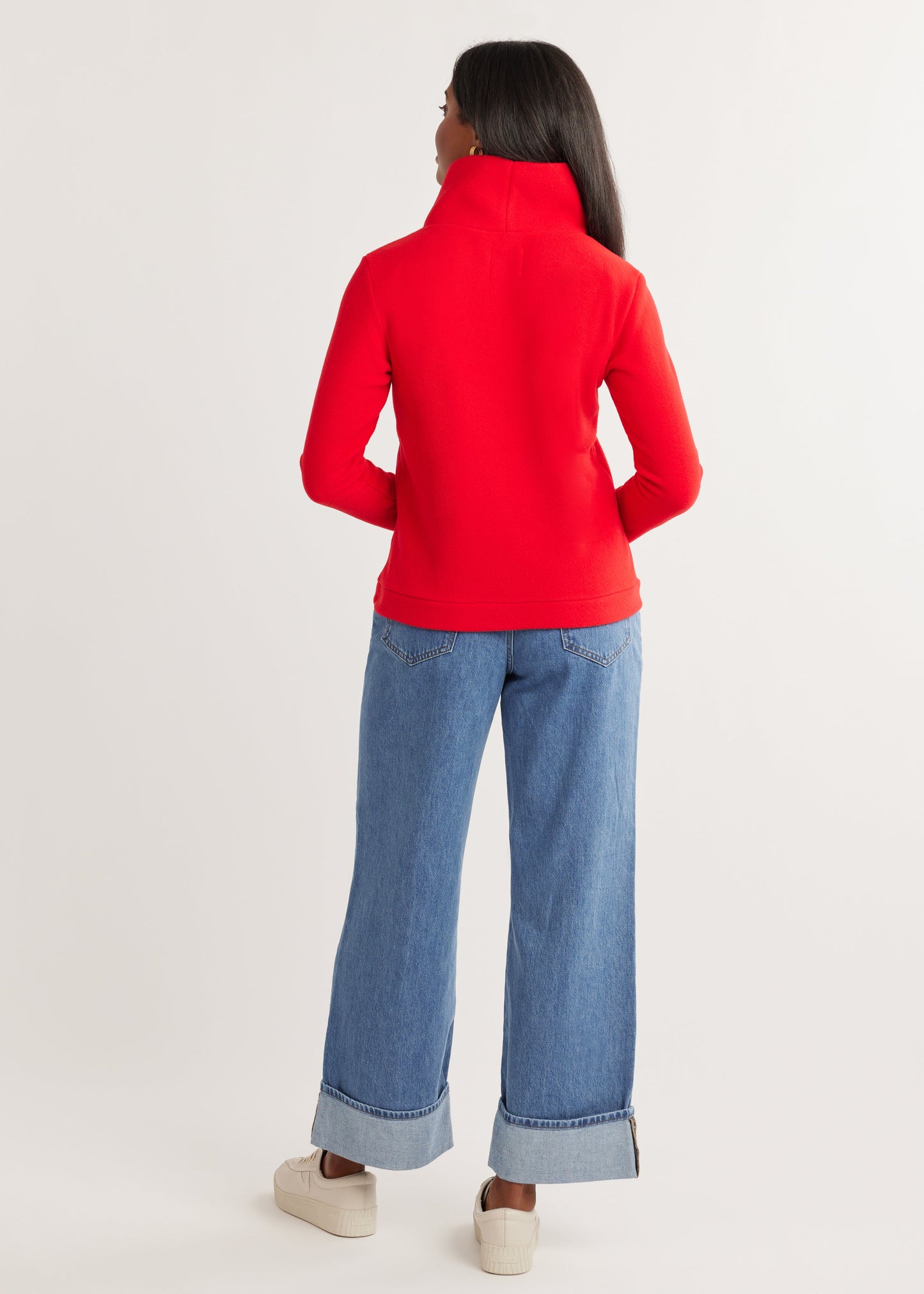 Park Slope Turtleneck in Vello Fleece, Red