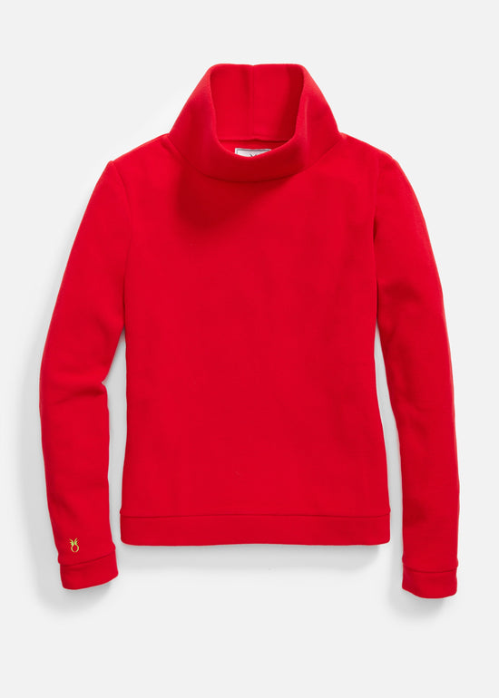 Park Slope Turtleneck in Vello Fleece, Red