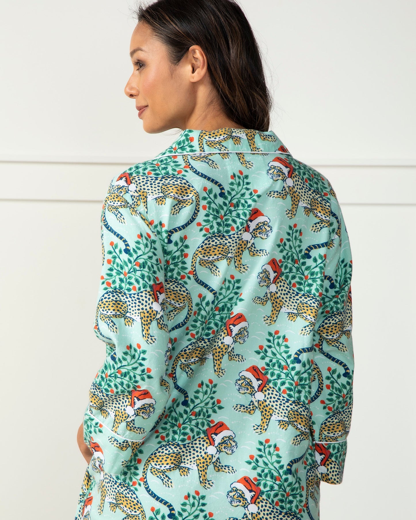 Printfresh - Holly Jolly Bagheera Flannel Sleep Shirt - Frosted Mint