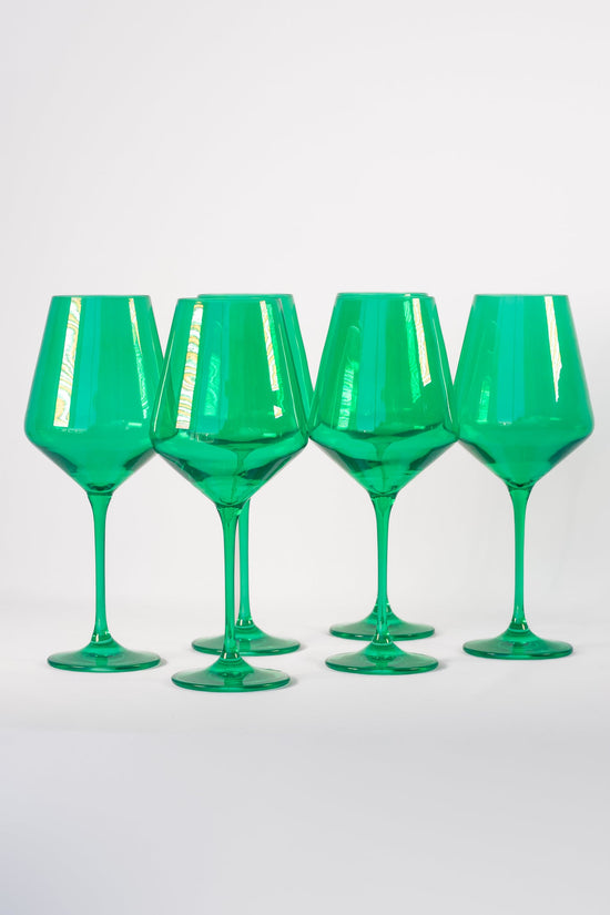 Load image into Gallery viewer, Estelle Stemmed Wine Glasses - Kelly Green
