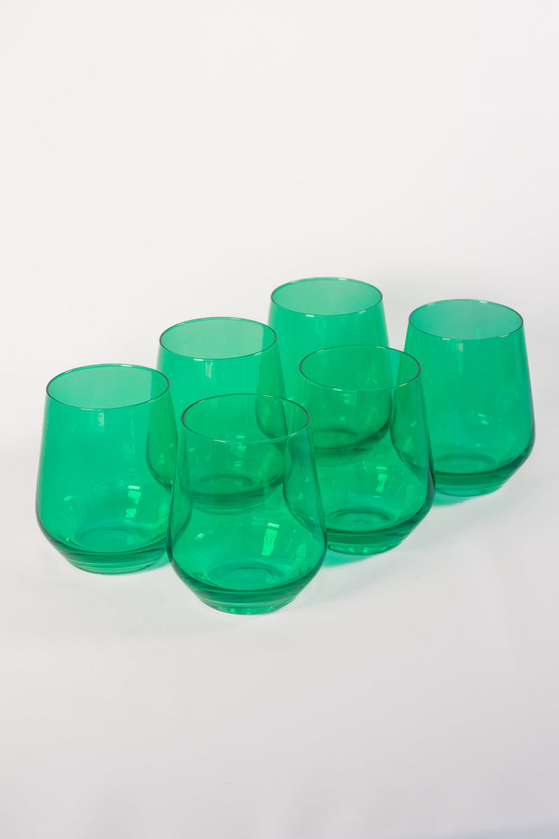 Estelle Stemless Wine Glasses - Kelly Green