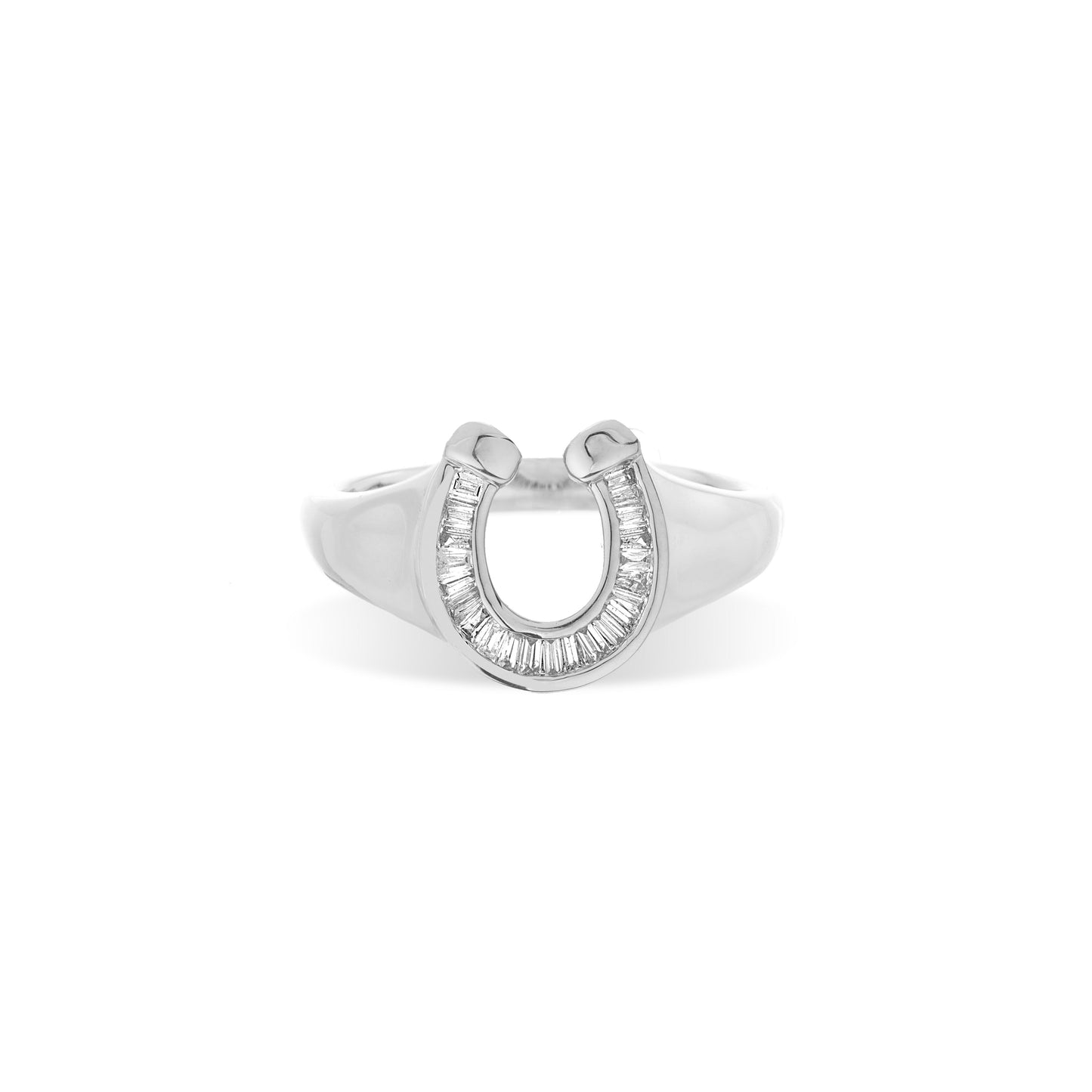 Load image into Gallery viewer, Baguette Horseshoe Signet Ring

