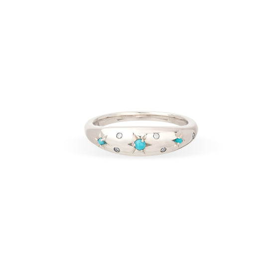 Load image into Gallery viewer, Celestial Turquoise + Diamond Small Dome Ring

