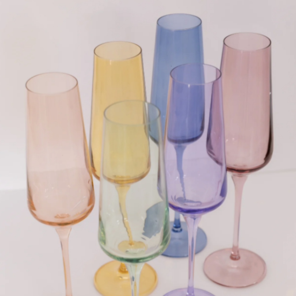 Estelle Champagne Flute Glasses Set of 6 - Multi