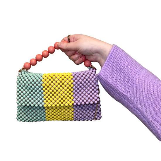 Load image into Gallery viewer, Acapulco Stripe Claudette Beaded Clutch
