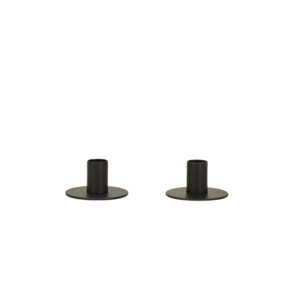 Essential Metal Candle Holders - Set of Two, Black