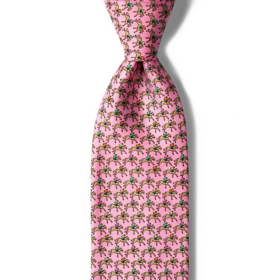 Load image into Gallery viewer, One Horse Race Tie -  Pink Silk
