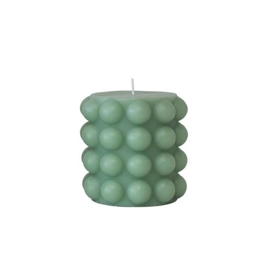Unscented Hobnail Pillar Candle, Mint Color 4x4