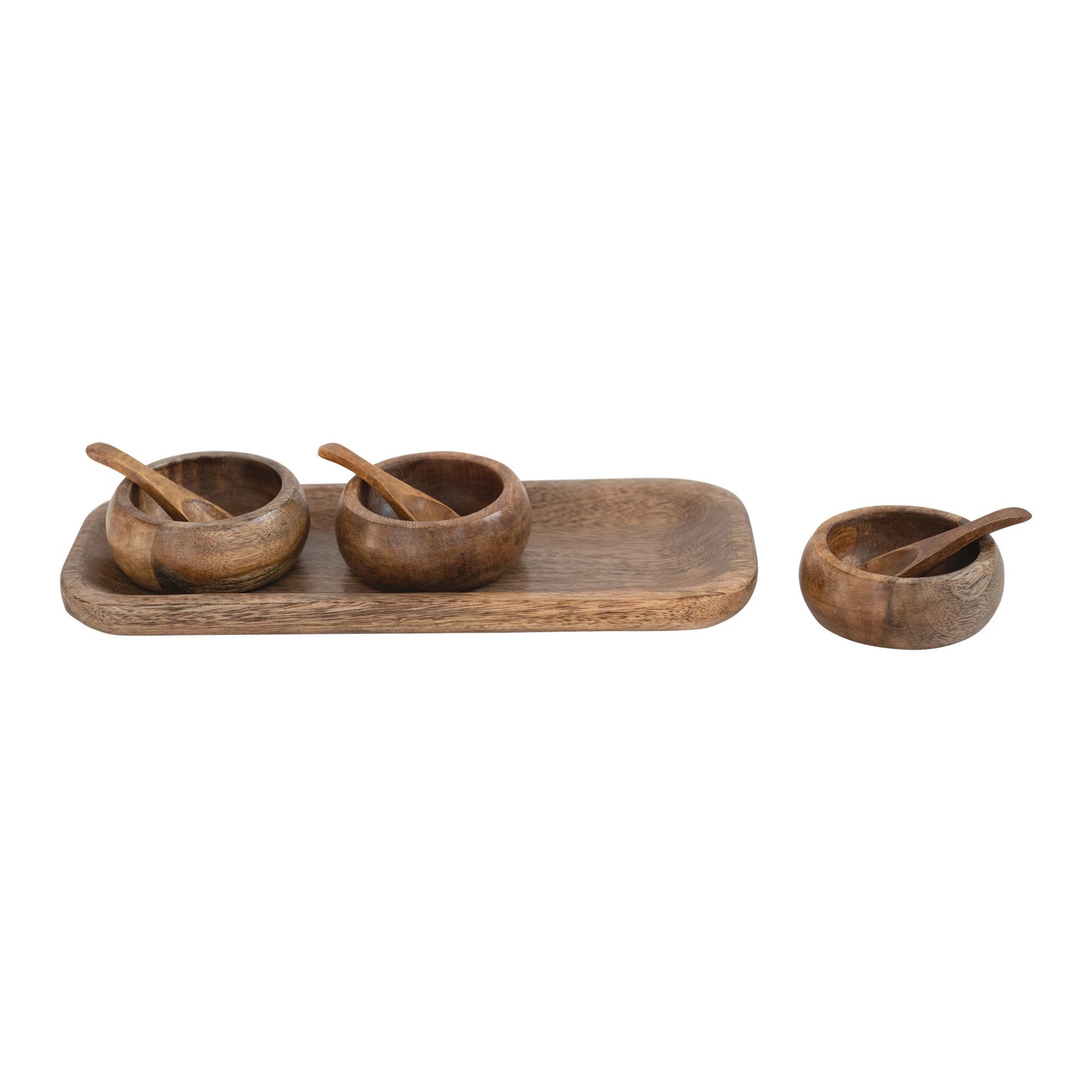Load image into Gallery viewer, Wood Tray with Bowls and Spoons
