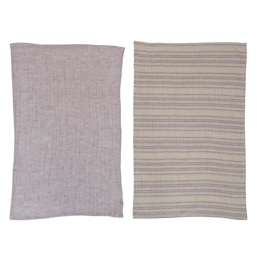 Woven Cotton Tea Towel, 2 Styles, Natural