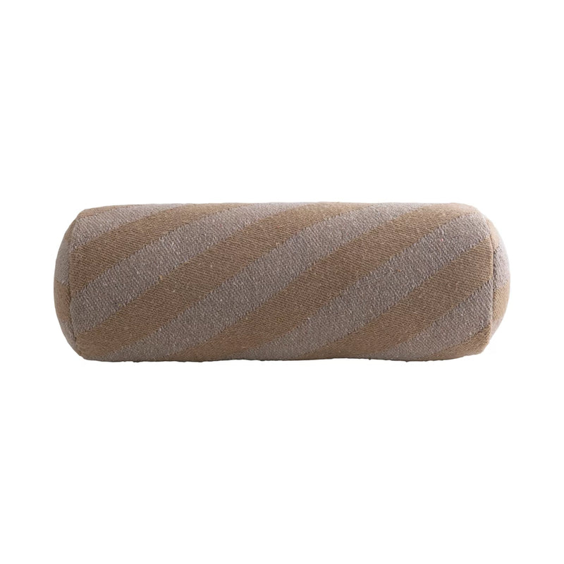 Recycled Cotton Blend Bolster Pillow with Woven Stripes