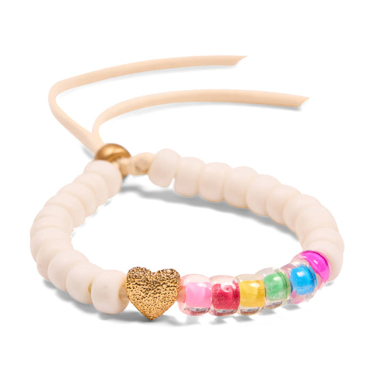 Malibu Sugar - Rainbow Kiss Pony Bead Bracelet w/ Heart Charm