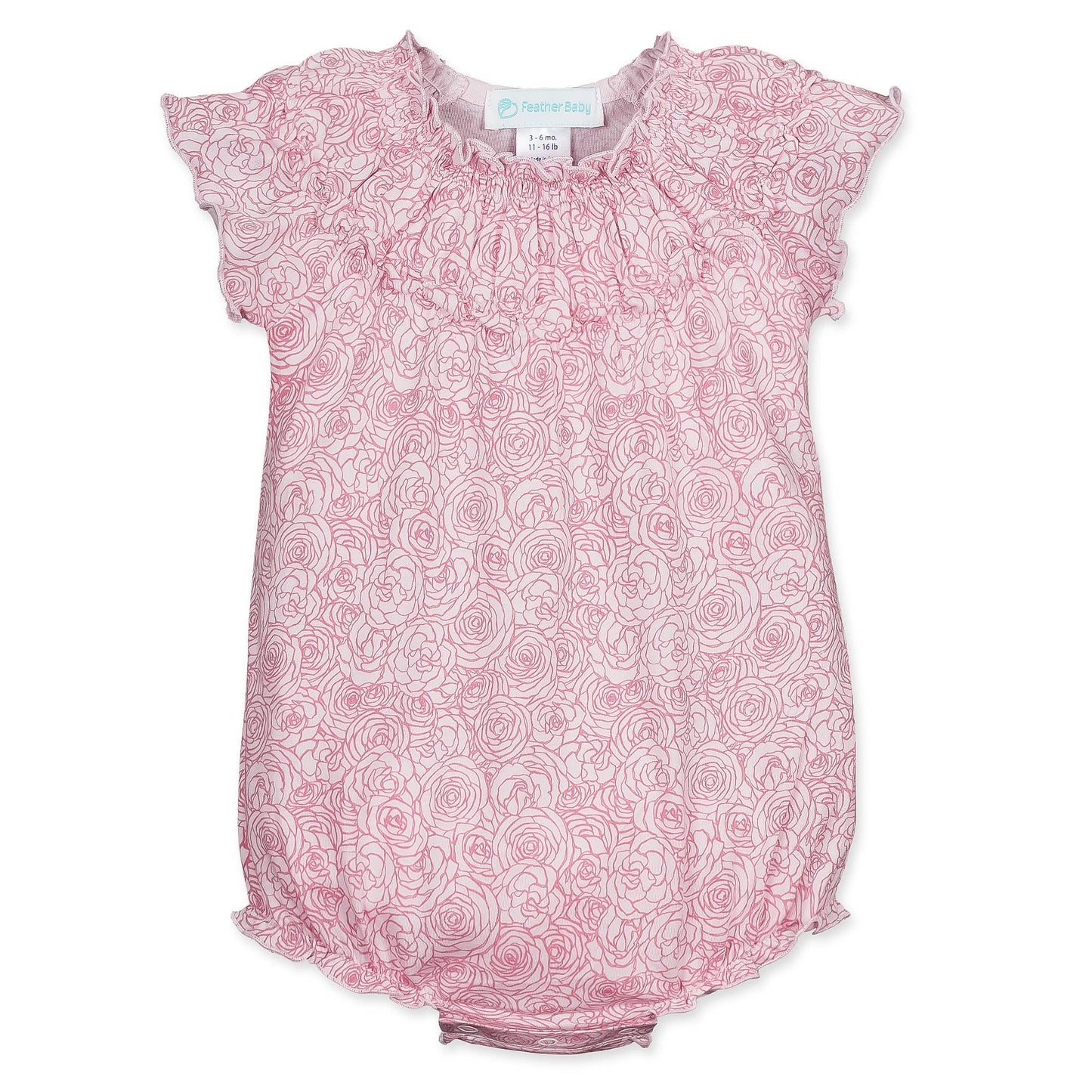 Ruched Bubble - Pink Roses - Pima Cotton Girls Romper