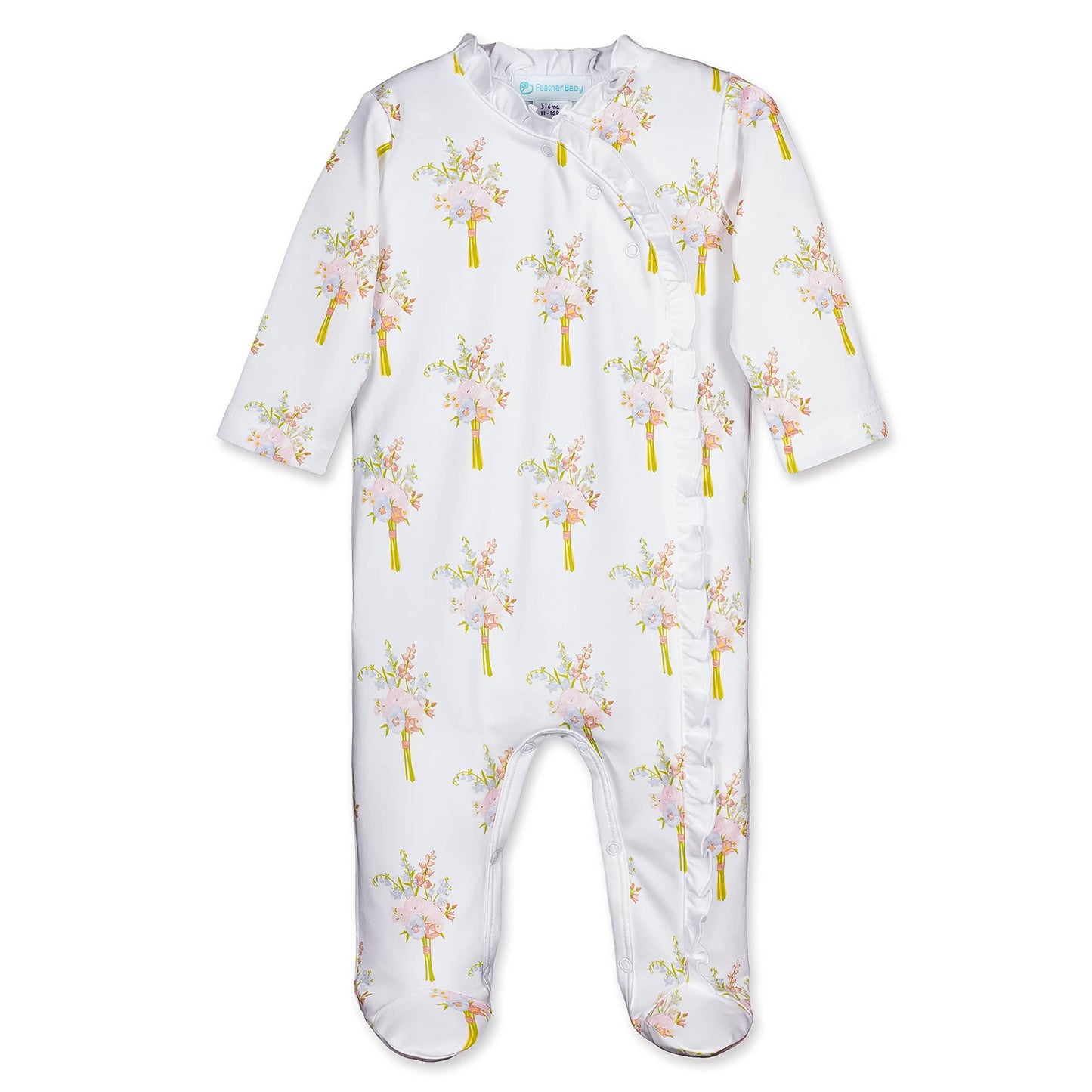 Little Girls Kimono Footie - Cassidy- Pima Cotton Sleepies