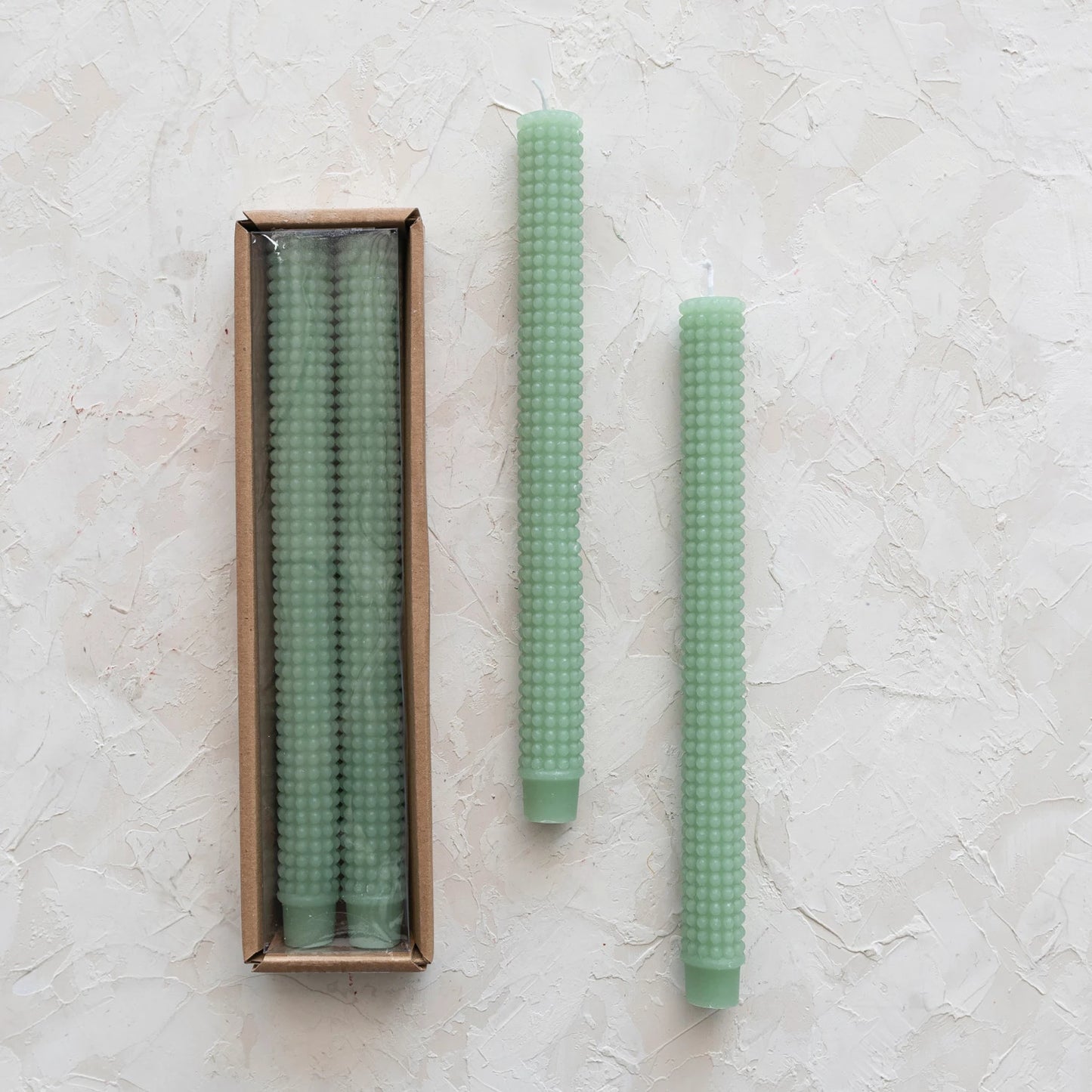 Unscented Hobnail Taper Candles in Box
