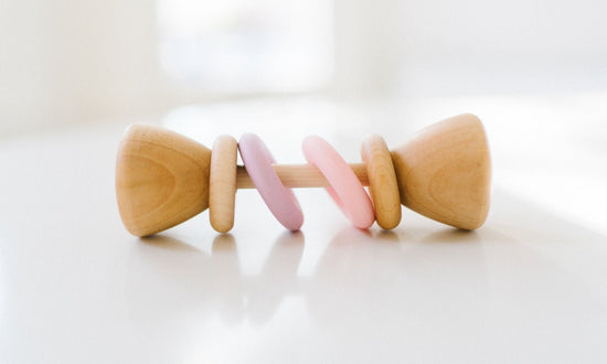 Color Block Classic Rattle Wooden Baby Toy Pink/Lavender