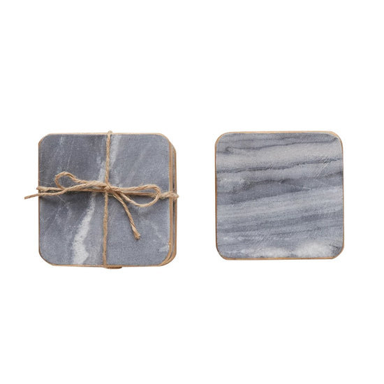 Marble Coasters with Gold Edge, Set of 4
