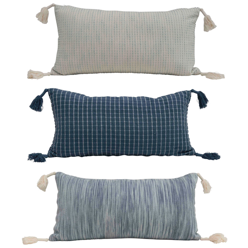 Woven Cotton Lumbar Pillow w