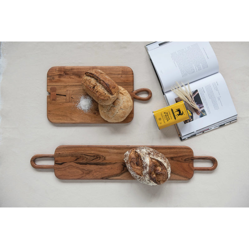Acacia Wood Cutting Board W/Handles