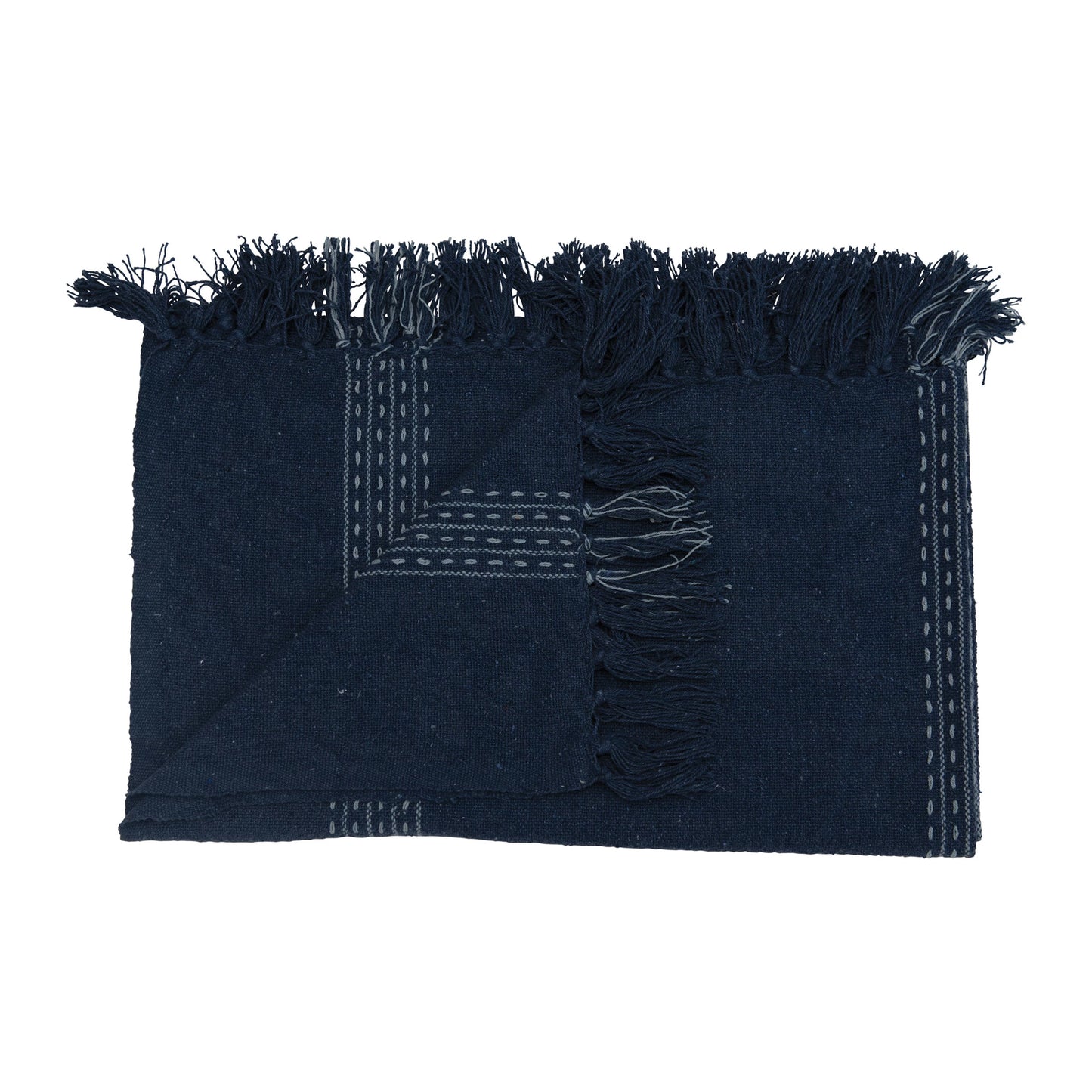 Load image into Gallery viewer, Woven Throw with Stripes and Fringe
