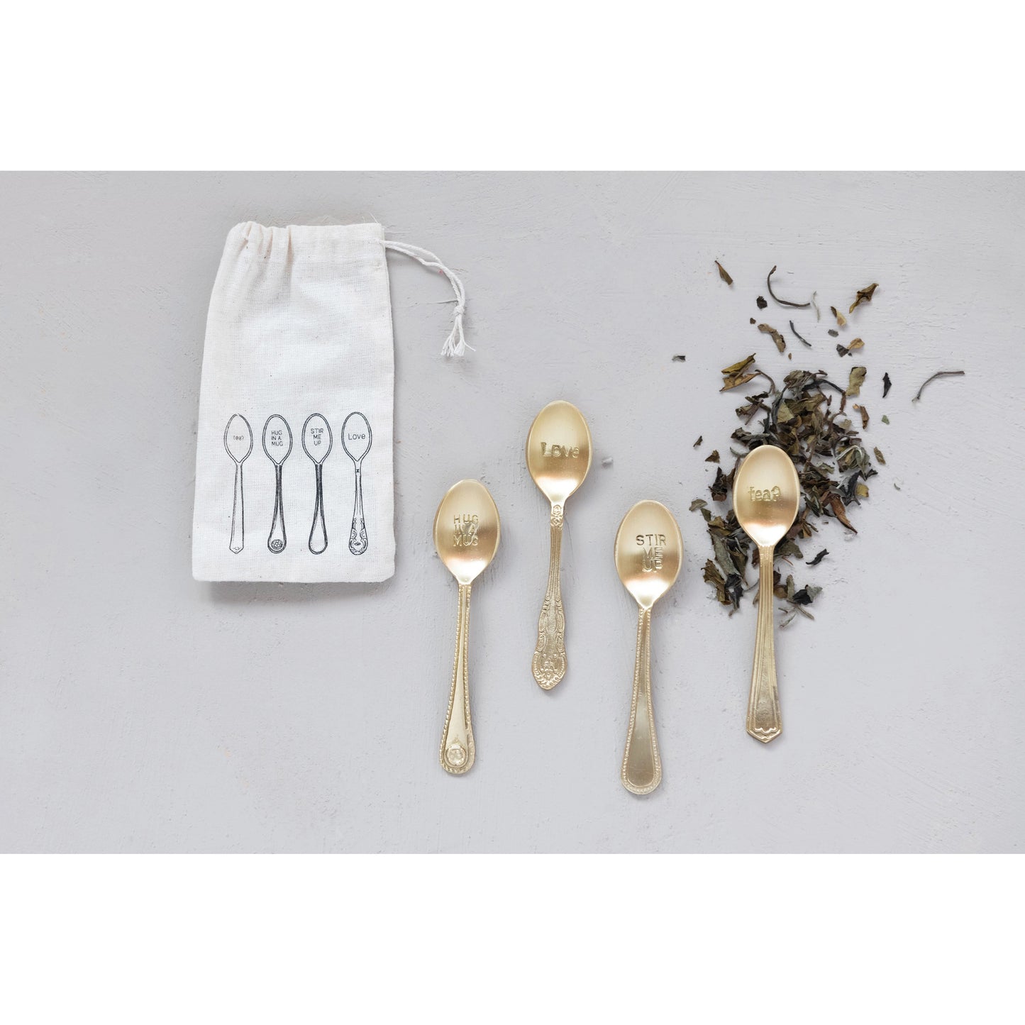 Brass Spoons with Engraved Saying