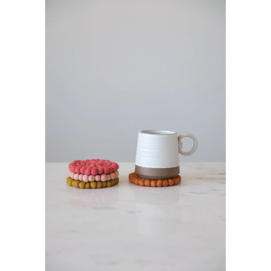 Handmade Wool Felt Ball Coasters