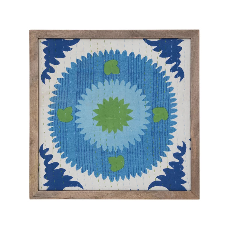 Mango Wood and MDF Framed Cotton Printed Suzani Wall Décor