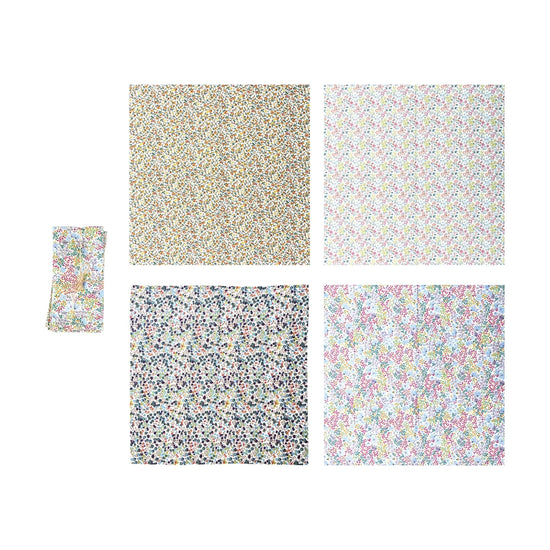 Set of Cotton Printed Napkins with Ditsy Floral Pattern