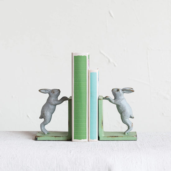 Load image into Gallery viewer, Cast Iron Rabbit Bookends
