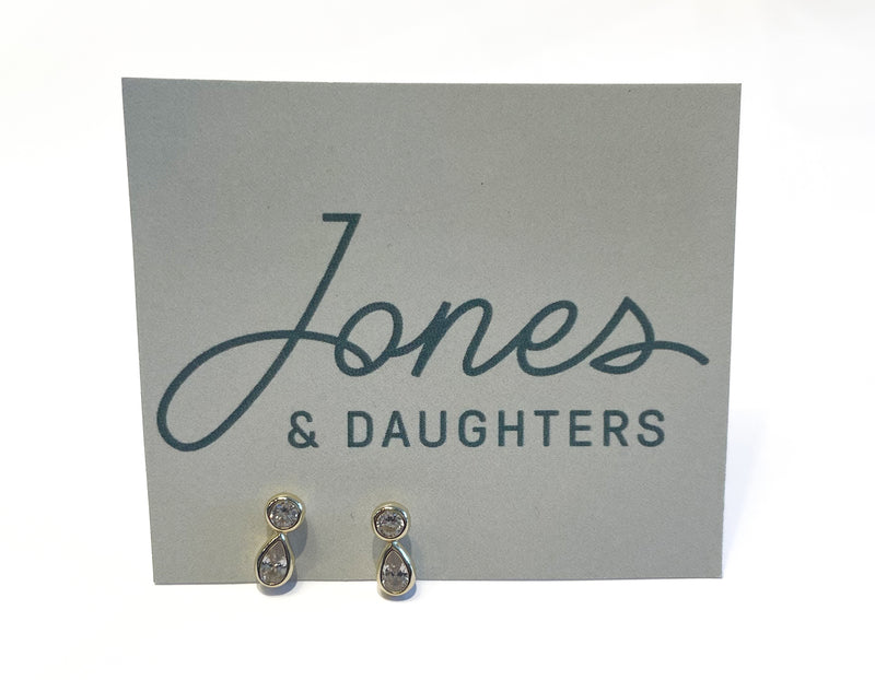 CZ Teardrop Stud Earrings