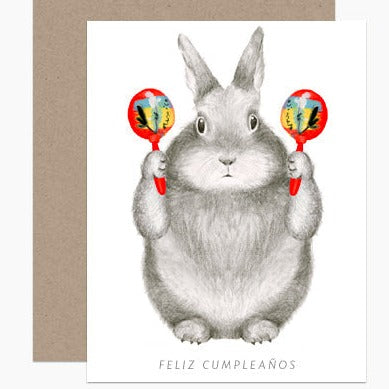 Graphite Bunny w/ Maracas Greeting Card