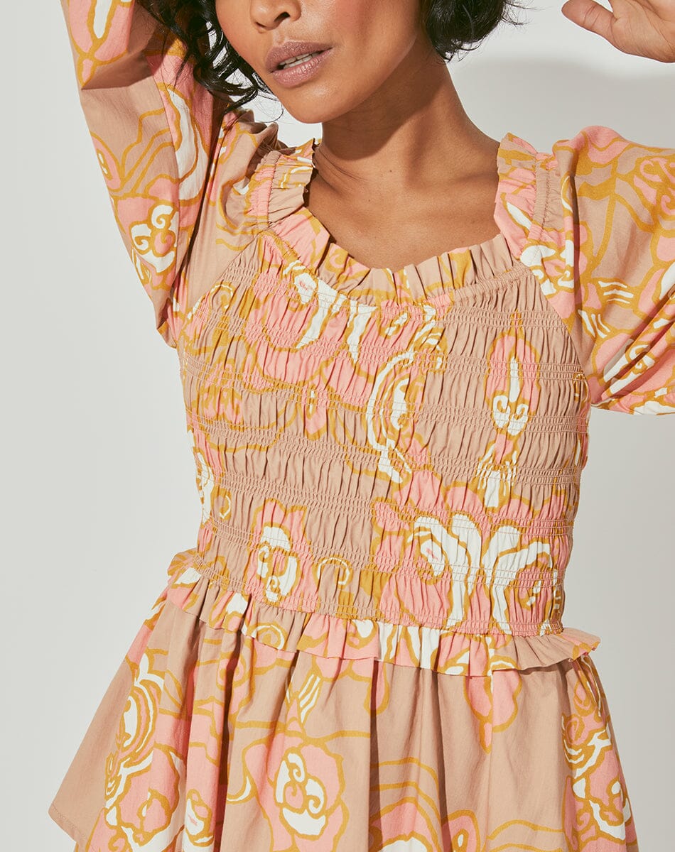 Mini Dress, Abstract Rose Print