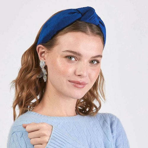 Electric Blue Velvet Knotted Headband for Girl