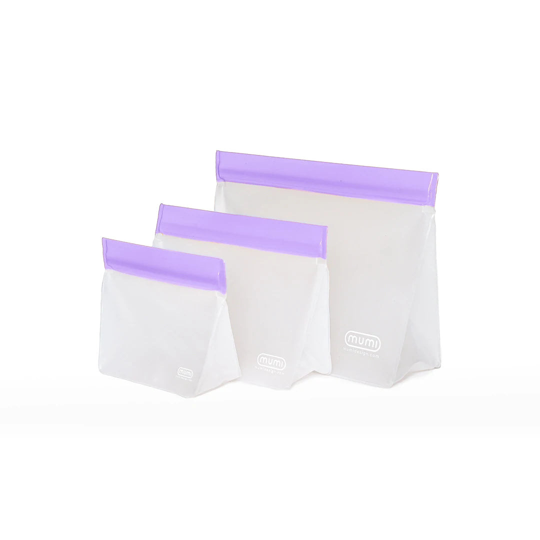  Purple Reusable Zip Up Bag Set of 3
