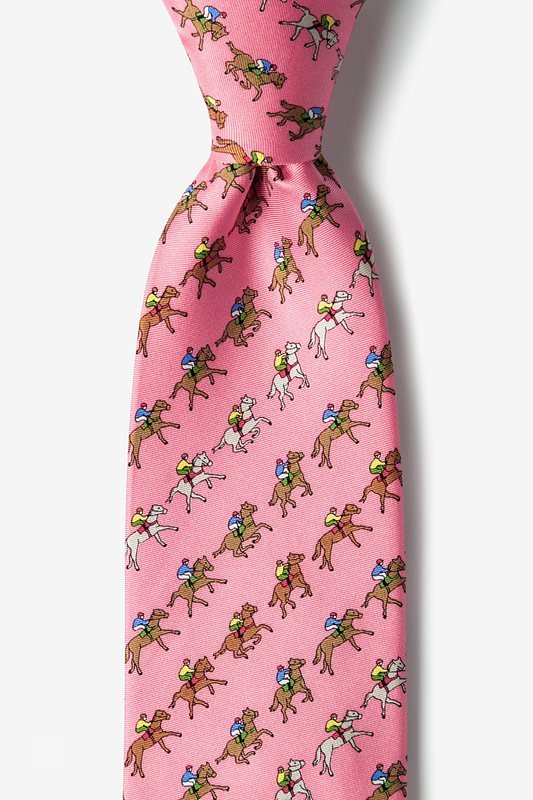  Win Place Show Pink Silk Tie