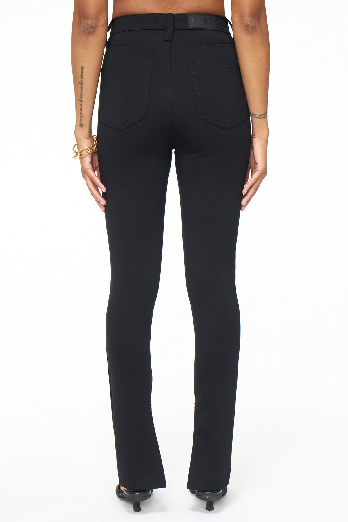 Load image into Gallery viewer, Black High Rise Skinny Scuba Zippers

