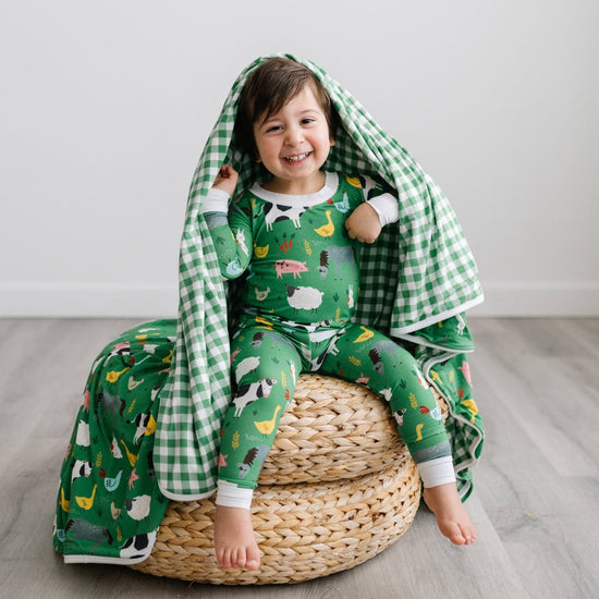 Load image into Gallery viewer, Green Watercolor Two-Piece Bamboo Pj Set
