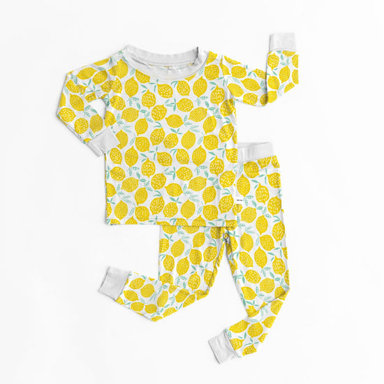 Load image into Gallery viewer, White Lemon Printed Two-Piece Bamboo Pj Set
