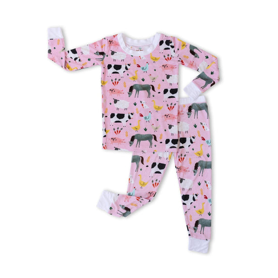 Load image into Gallery viewer, Pink Watercolor Two-Piece Bamboo Pj Set
