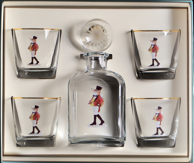 Snooty Fox Decanter Set with 4 Tapered